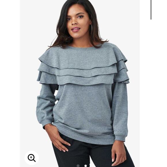 Roman’s Tiered Ruffle Sweatshirt bundle of two in gray and blue size 14/16 - Picture 2 of 11